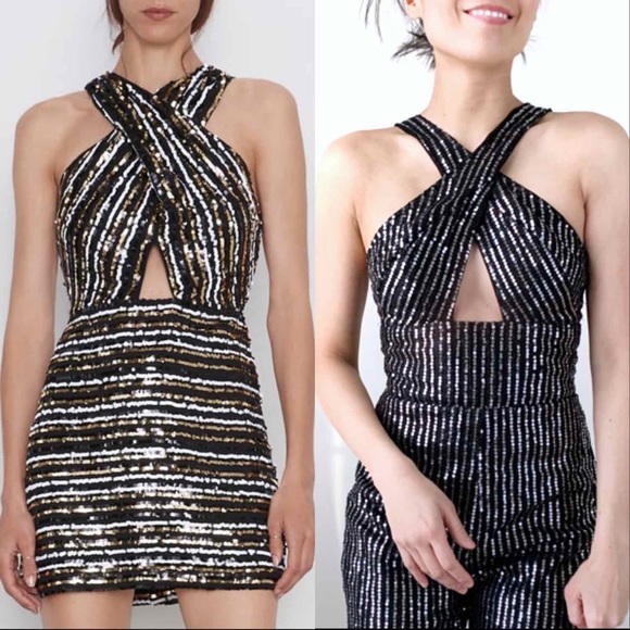 Pants - Sequins wrap romper Jumpsuit